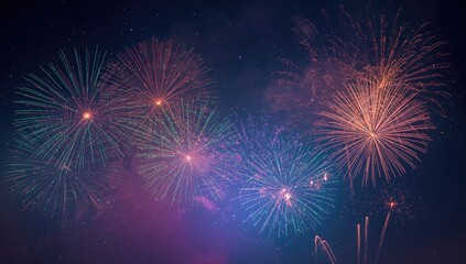 Fototapeta premium A vibrant fireworks display lights up the night sky with dazzling colors.