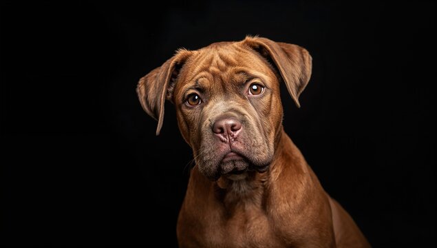 Dark backdrop featuring a Cane Corso dog