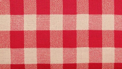 Close-up of a cotton textile featuring a red and white checkered pattern for sewing projects