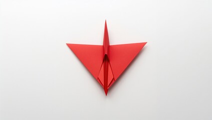 Crimson Origami Glider on a Blank Canvas
