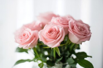 Fototapeta premium Fragrant pink rose arrangement for weddings and spring celebrations