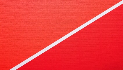 Red and white diagonal blank design on a wall, paper, or canvas surface. Abstract horizontal textured background with ample space for text. Detailed close-up macro side perspective.