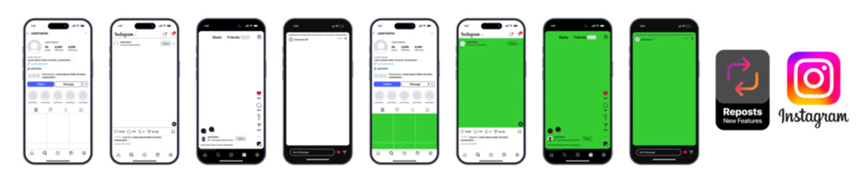Instagram Post Reels Story mockup template frame with iPhone 17 pro Max mock up design. instagram mockup social media template. instagram Story template. instagram Post template.	