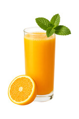 Glass of orange juice and orange