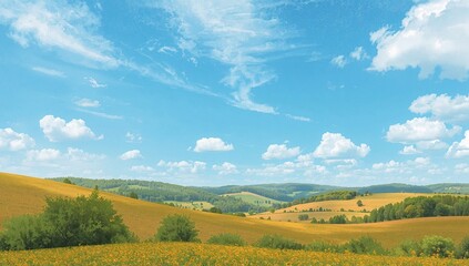 Fototapeta premium Serene landscape with a soft azure sky