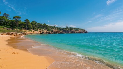 Fototapeta premium Coastal landscape with sea and natural scenery in the Mediterranean region
