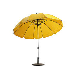 Yellow patio umbrella for outdoor shade and protection on transparent background