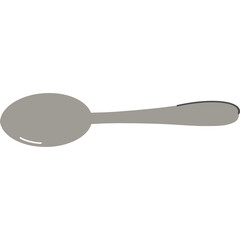 Simple Silver Spoon Silhouette Isolated on Transparent Background for Culinary or Kitchen Concepts