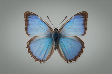 Obraz premium Single preserved Morpho Blue Butterfly specimen (Morpho menelaus) photographed with a 12MP camera
