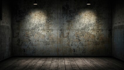 Grimy industrial setting with ample blank area