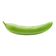 Isolated single green pea pod against a pure black background