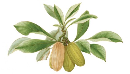 Isolated Gleditsia triacanthos fruit on a plain white background