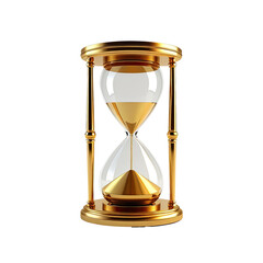 Ornate gold hourglass with sand flowing through a glass vial