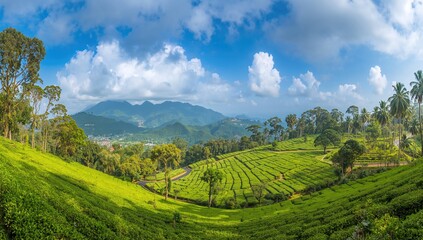 Fototapeta premium Tea gardens in a mountainous region