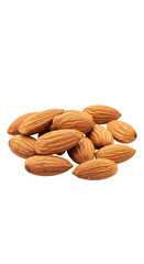 Close-up of a pile of raw, shelled almonds with a dark background
