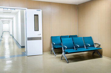 Empty waiting room in the modern new hospital
