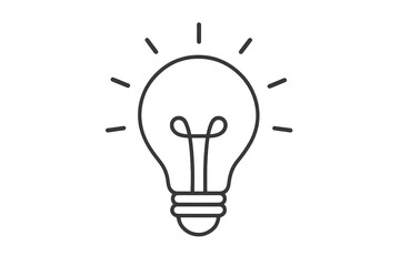 Light bulb line art icon symbolizing ingenuity, inspiration, and successful new concept development. Transparent background