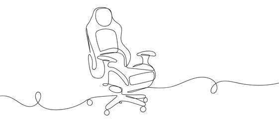 Gaming Chair Gear One Continuous Line Vector Art Line Hand drawn doodle line art linear drawing editable stroke