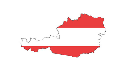 Fototapeta premium Austria map silhouette with national flag colors on white background