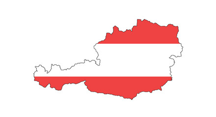 Obraz premium Outline map of austria with national flag colors