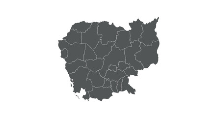 Obraz premium Cambodia map with regions in simple flat design