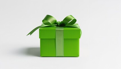White background with a green present box