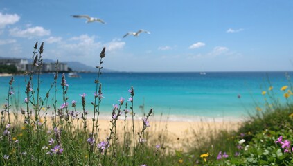 Vibrant Violet Blossoms Under Bright Summer Sunshine