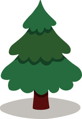 Pine Tree Illustration Flat Minimalist Style