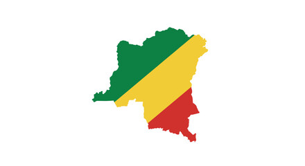 Fototapeta premium Congo republic map with national flag colors on white background