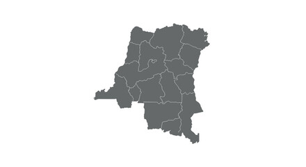 Democratic republic of the congo gray map with provincial borders