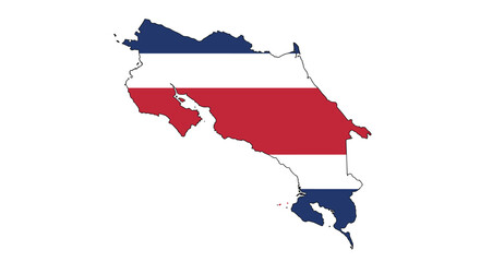 Fototapeta premium Costa rica map with flag colors