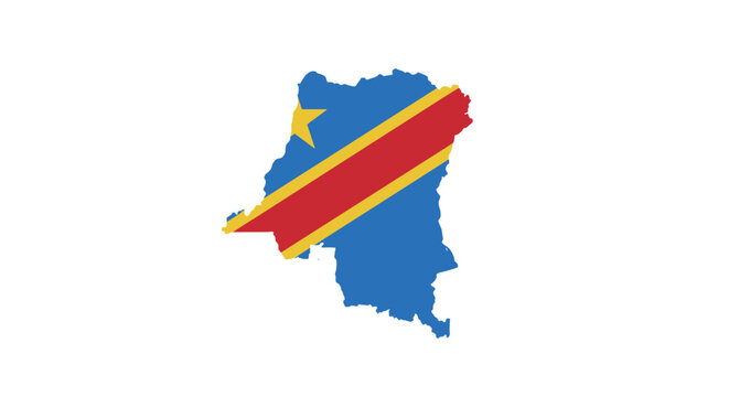 Democratic republic of the congo map with flag colors and star emblem