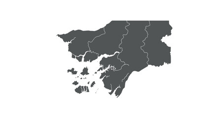Fototapeta premium Simplified map of åland islands with black silhouette regions