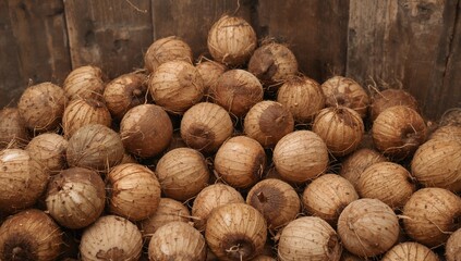 A heap containing a pair of coconut varieties.