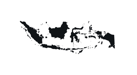 Silhouette map of indonesia: black and white geographic outline design