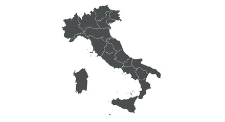 Outline map of italy with regions delineated in simple silhouette style