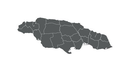 Naklejka premium Simplified outline map of jamaica with regional borders