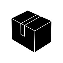 Essential closed cardboard box icon for shipping, storage, and delivery services, original vector graphic