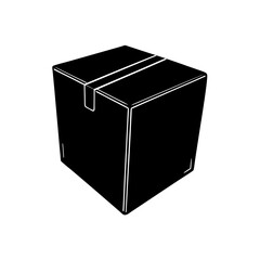 Modern black delivery box for shipping goods, package ready for transport and distribution