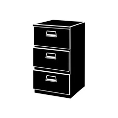Modern three drawer cabinet icon for home office organization and storage, vector design element