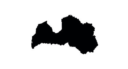 Silhouette map of latvia in black on white background