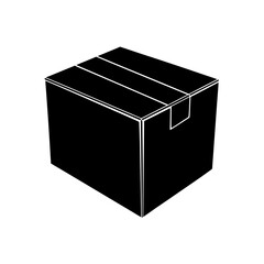 Simple black cardboard box for shipping and storage, modern vector graphic for logistics businesses