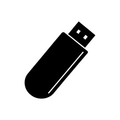 Sleek black USB drive icon for modern data storage solutions and file transfers, a portable technology icon