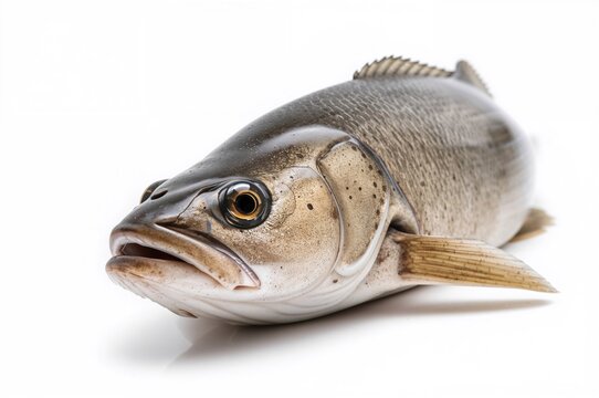 Close-up of fresh burbot fish on a white background