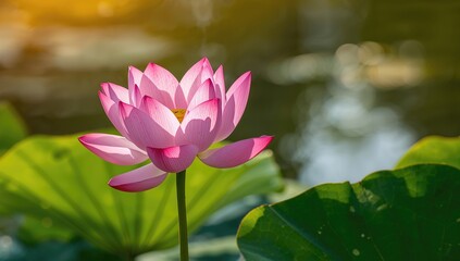 Obraz premium Beautiful Lotus Flower Blooming in Summer