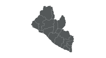 Liberia map outline with regions in dark classic style