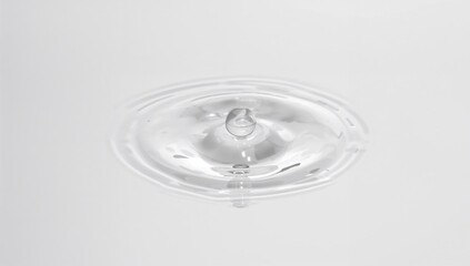 A single drop of water against a plain white backdrop