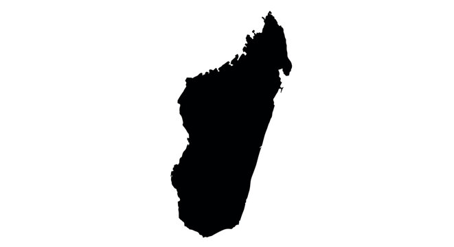 Madagascar black silhouette map on white background