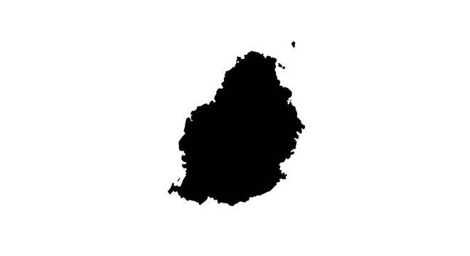 Mauritius island silhouette map on white background