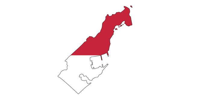 Monaco map outline with national flag colors in minimalist design
